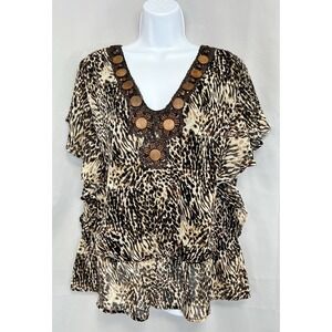 Cato Animal Printer Women's Top Blouse Sz XL‎ Multicolor